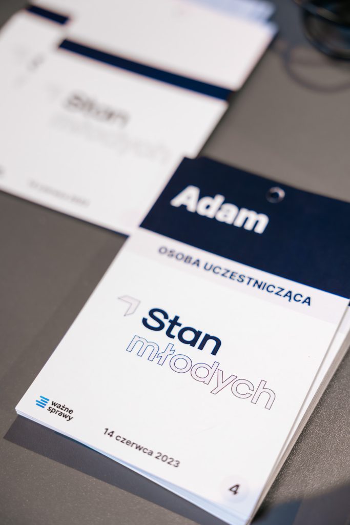 Identyfikator wydarzenia "Stan młodych" z 14 czerwca 2023, z imieniem uczestnika.
